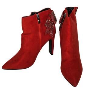 J. Mark Lala Faux Suede Rhinestone Embellished Heeled Booties Size 10 NWOB